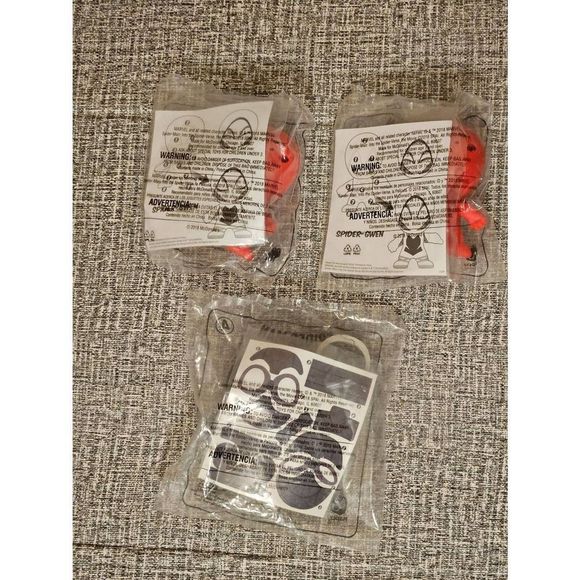 2018 SPIDER-MAN INTO THE SPIDER-VERSE MCDONALDS HAPPY MEAL TOYS Lot of 3 Sealed - Picture 2 of 4